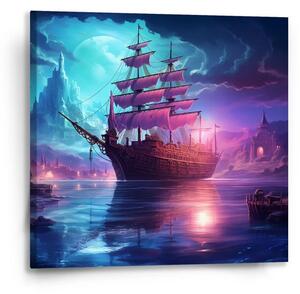 Sablio Obraz Magická plachetnice pod měsícem - 50x50 cm