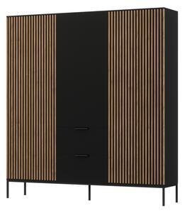 Šatní skříň MEORATI, 185x200x60, dub artisan/černá mat