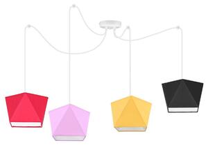 Závěsné svítidlo DIAMOND SPIDER, 4x textilní stínítko (mix 10 barev), (výběr ze 2 barev konstrukce)