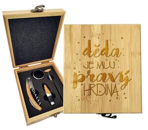 Sablio Dárková sada na víno Děda je můj pravý hrdina: 147×168×49 mm