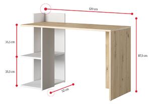Psací stůl BERY 1, 120x87,5x52, bílá/beton