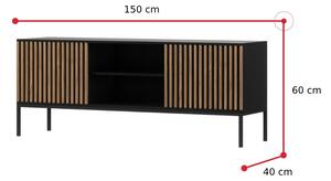 TV stolek RATINA 2, 150x60x40, dub artisan/černá mat