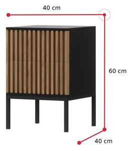 Noční stolek MEORATI, 40x60x40, dub artisan/černá mat