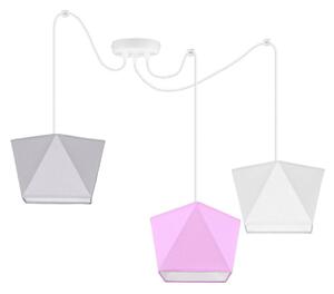 Závěsné svítidlo DIAMOND SPIDER, 3x textilní stínítko (mix 10 barev), (výběr ze 2 barev konstrukce)