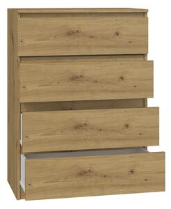 VBChome Komoda se 4 zásuvkami 70 x 40 x 97 cm dub Artisan Komoda bez úchytek Víceúčelová skříňka do předsíně ložnice obývacího pokoje dětského pokoje moderní dub Artisan