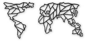 Nástěnná kovová dekorace Map Of The World Clear, 85 x 170 cm