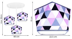 Závěsné svítidlo GARO, 3x textilní stínítko se vzorem (mix 3 barev), (výběr ze 3 barev konstrukce), O