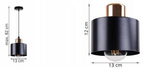 Závěsné svítidlo PANTA, 1x černé kovové stínítko, (výběr ze 2 barev uchycení)