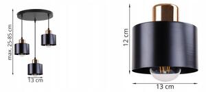 Závěsné svítidlo PANTA, 3x černé kovové stínítko, (výběr ze 2 barev uchycení), O