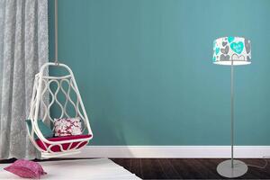 Dětská podlahová lampa HEART, 1x bílé textilní stínítko se vzorem, (výběr ze 2 barev konstrukce), O, B