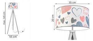 Dětská podlahová lampa HEART, 1x bílé textilní stínítko se vzorem, (výběr ze 2 barev konstrukce), P