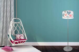 Dětská podlahová lampa HEART, 1x bílé textilní stínítko se vzorem, (výběr ze 2 barev konstrukce), O, P