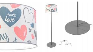 Dětská stojací lampa Heart, 1x bílé textilní stínítko se vzorem, (výběr ze 2 barev konstrukce), o, p