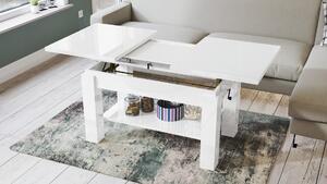 ASTORIA bílá lesk, rozkládací, zvedací konferenční stůl, stolek