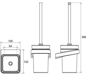 Ravak - WC štětka nástěnná s držákem 10° - černá/sklo