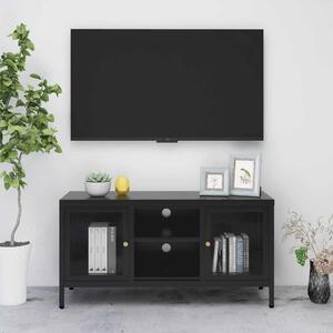 TV stolek černý 105 x 35 x 52 cm ocel a sklo 336058