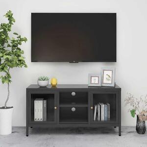 TV stolek antracitový 105 x 35 x 52 cm ocel a sklo 336060