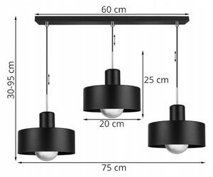 Závěsné svítidlo BARCELONA, 3x kovové stínítko (výběr ze 2 barev), CH