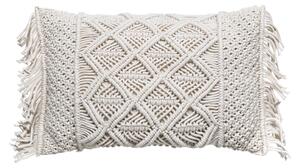 Dekorační polštář s třásněmi MACRAME, 30 x 50 cm, béžový