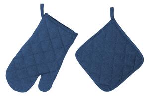 Set tmavě modré chňapky a rukavice Unimasa