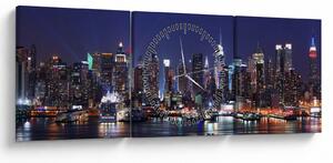 Obraz - Osvětlené New Yorské mrakodrapy (s hodinami) (90x30 cm)
