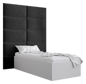 Jednolůžková postel s čalouněným čelem 90 cm Brittany 1 (bílá matná + černá) (s roštem). 1045858