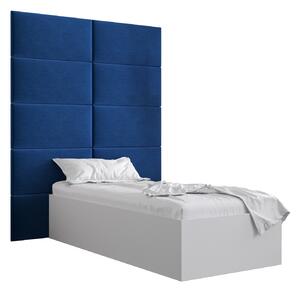 Jednolůžková postel s čalouněným čelem 90 cm Brittany 1 (bílá matná + modrá) (s roštem). 1045861