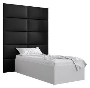 Jednolůžková postel s čalouněným čelem 90 cm Brittany 1 (bílá matná + černá) (s roštem). 1045870