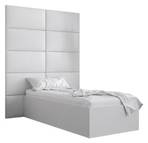 Jednolůžková postel s čalouněným čelem 90 cm Brittany 1 (bílá matná + bílá) (s roštem). 1045867