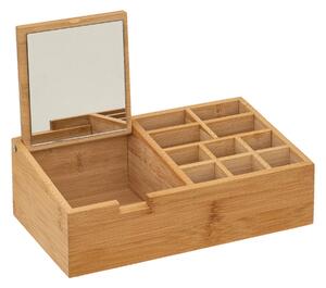 Organizér na kosmetiku se zrcadlem, bambusový, 24 x 14 cm