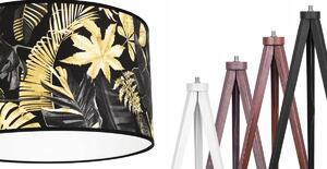 Stojací lampa Gold Flowers, 1x černé textilní stínítko s květinovým vzorem, (výběr ze 4 barev konstrukce), (fi 35cm)