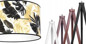 Podlahová lampa GOLD FLOWERS, 1x bílé textilní stínítko s květinovým vzorem, (výběr ze 4 barev konstrukce), (fi 35cm)