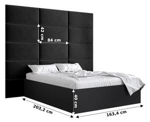 Manželská postel s čalouněným čelem 160 cm Brittany 1 (černá matná + šedá) (s roštem). 1045883