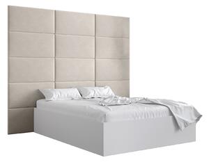 Manželská postel s čalouněným čelem 160 cm Brittany 1 (bílá matná + krémová) (s roštem). 1045873
