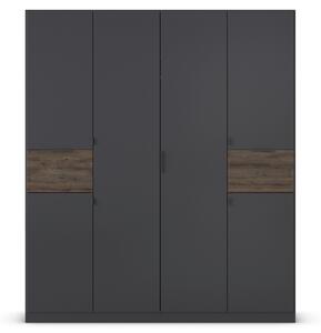 Šatní skříň TICAO metalická šedá/dub atlantic tmavý, šířka 181 cm
