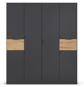 Šatní skříň TICAO metalická šedá/dub artisan, šířka 181 cm