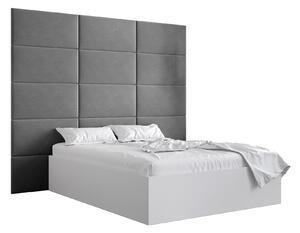 Manželská postel s čalouněným čelem 160 cm Brittany 1 (bílá matná + šedá) (s roštem). 1045882