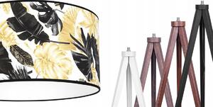 Podlahová lampa GOLD FLOWERS, 1x bílé textilní stínítko s květinovým vzorem, (výběr ze 4 barev konstrukce), (fi 40cm)