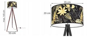 Stojací lampa Gold Flowers, 1x černé textilní stínítko s květinovým vzorem, (výběr ze 4 barev konstrukce), (fi 35cm)