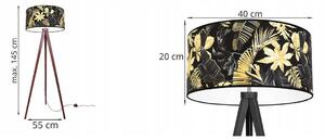 Podlahová lampa GOLD FLOWERS, 1x černé textilní stínítko s květinovým vzorem, (výběr ze 4 barev konstrukce), (fi 40cm)