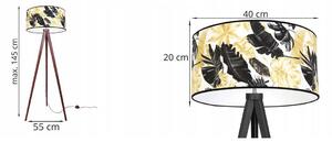 Podlahová lampa GOLD FLOWERS, 1x bílé textilní stínítko s květinovým vzorem, (výběr ze 4 barev konstrukce), (fi 40cm)