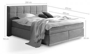 Boxspring postel 180x200 z masivu Levante šedá