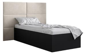 Jednolůžková postel s čalouněným čelem 90 cm Brittany 2 (černá matná + krémová) (s roštem). 1045901