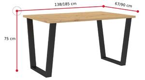 Jídelní stůl CESAR, 185x75x67, dub artisan