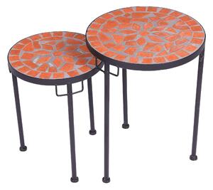 Přístavný stolek SKYLE mozaika/černá, set 2 ks