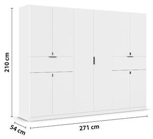 Šatní skříň TICAO V alpská bílá, šířka 271 cm