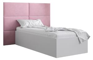 Jednolůžková postel s čalouněným čelem 90 cm Brittany 2 (bílá matná + růžová) (s roštem). 1045903