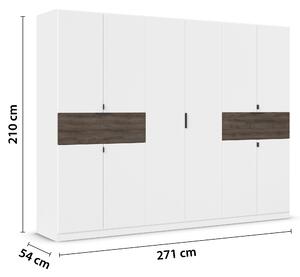 Šatní skříň TICAO V alspká bílá/dub atlantic tmavý, šířka 271 cm