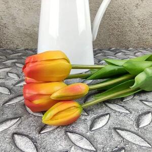 Gumové tulipány oranžové- 39 cm, svazek 5 ks