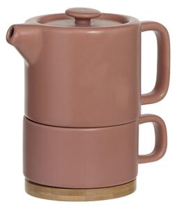 Konvice čajová s šálkem NATURAL, 800 ml, terakotová barva